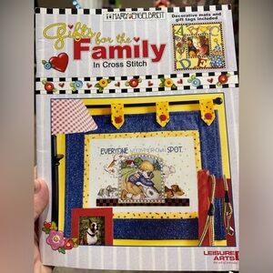 Mary Engelbreit Cross Stitch Book with Red and Blue Accents